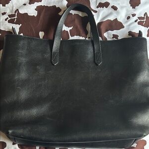Madewell Black Leather Tote Bag